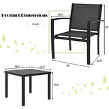 Greesum 4 Pieces Patio Furniture Set, Outdoor Conversation Sets for Patio, Lawn, Garden, Poolside with A Glass Coffee Table, Black