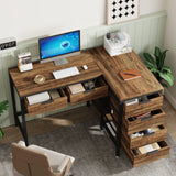 Tribesigns L-Shaped Desk with 6 Drawers, 47 in. Computer Corner Desk with CPU Storage Stand, Home Office Writing Desk Space-Saving Workstation Table