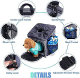 Dog Bike Basket Carrier, Pet Bicycle Front Carrier Backpack for Bike Riding Foldable Removable, Reflective Strips, 2 Side Storage Pockets, Pet Travel Bag for Cats Small Dogs