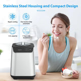KISSAIR Upright Ice Cream Maker, Homemade Ice Cream Maker for Kids, Stainless Steel Machine with LED Display, 3 Modes for Gelato, Frozen Yogurt, Sorbet, 1.5L