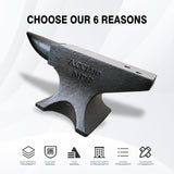 Cast Steel Anvil, 132Lbs High Hardness Rugged Single Horn Anvil, Large Countertop and Stable Base, with Round and Square Hole, Metalsmith Tool for Bending and Shaping