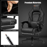 Goplus Massage Gaming Chair, Reclining Backrest, Seat Height Adjustment Racing Computer Office Chair with Footrest, Ergonomic High Back PU Swivel Game Chair (White)
