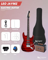 Leo Jaymz 39 Full Size ST Style Electric Guitar Starter Kit with SSH Pickup, 5W Portable Amp, Tuner, Gig Bag, Strap & Accessories (Violet Ocean)
