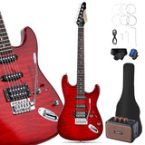 Leo Jaymz 39 Full Size ST Style Electric Guitar Starter Kit with SSH Pickup, 5W Portable Amp, Tuner, Gig Bag, Strap & Accessories (Violet Ocean)