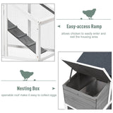 PawHut 69×22 Outdoor Wooden Chicken Coop Hen House with Nesting Box and Run – White