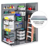 DWVO 5x3ft Resin Outdoor Storage Shed with Floor, Waterproof Lockable Storage Shed with Window, Plastic Outside Tool Storage for Garden, Backyard, Patio, Lawn, Gray