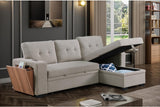 Devion Furniture 92 W Modern L-Shaped Polyester Fabric Upholstered Reversible Side Compartment Sleeper Sectional Sofa Bed with Chaise in Light Gray Finish