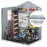 DWVO 5x3ft Resin Outdoor Storage Shed with Floor, Waterproof Lockable Storage Shed with Window, Plastic Outside Tool Storage for Garden, Backyard, Patio, Lawn, Gray