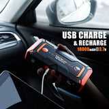 Tacklife T8 Pro 1200A Peak 18000mAh Water-Resistant Car Jump Starter with LCD Screen, Orange