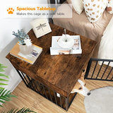 HOOBRO Dog Crate Furniture, Wooden Dog House, Decorative Dog Kennel with Drawer, Indoor Pet Crate End Table for Small Dog, Steel-Tube Puppy Cage, Chew-Proof, Greige BG01GW03