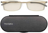 ThinOptics Front Page Blue Light Blocking Computer Glasses + Milano Black Case [Clear +2.00]