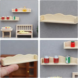 Dollhouse Wall Shelf Miniature Wooden Shelves 1: 12 Scale Tiny Wood Storage Rack Models for Doll House Room Furniture Accessories